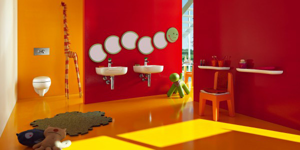 ترکیب زیبای رنگ در طراحی حمام کودک